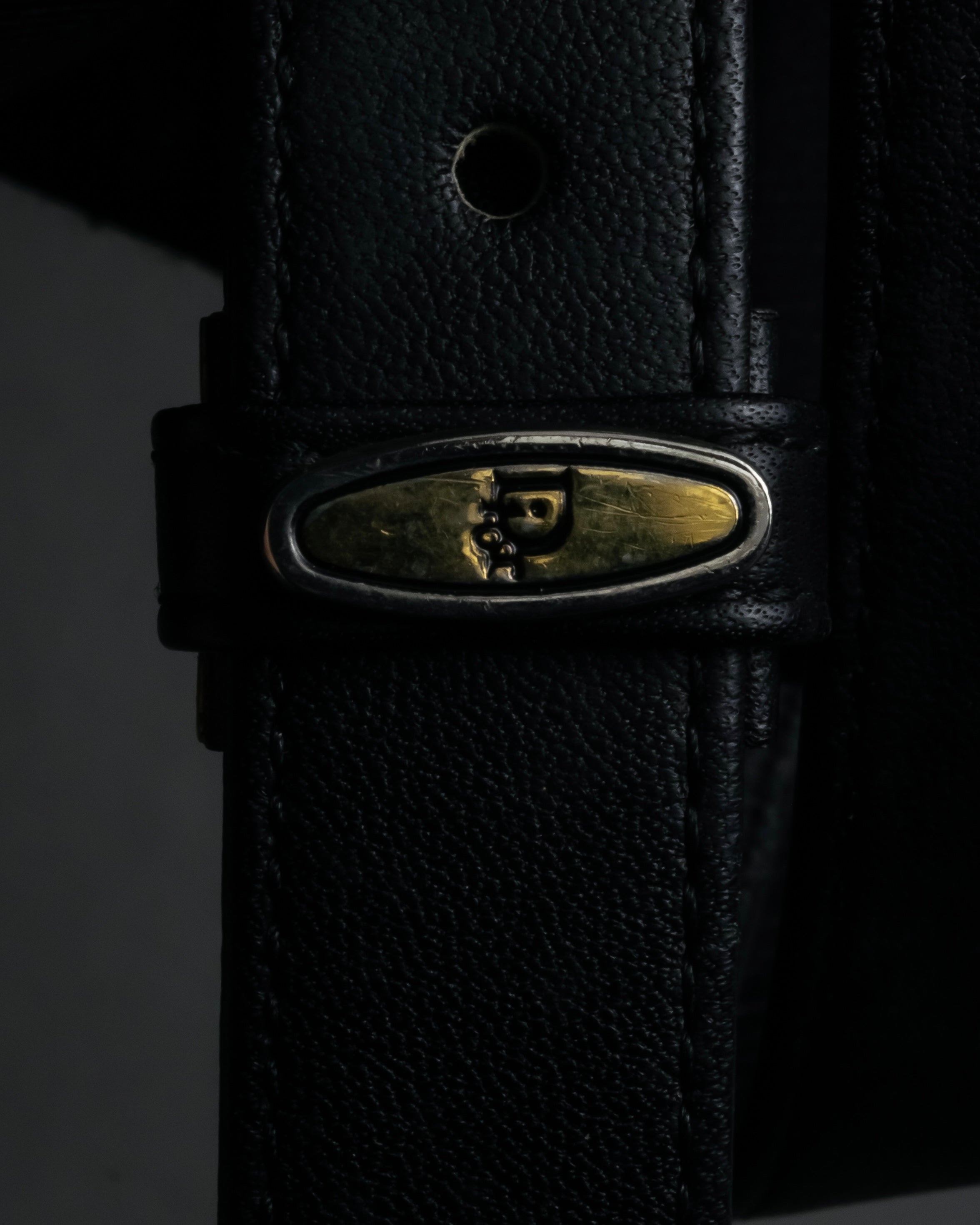 "Christian Dior" Logo buckle slim leather belt