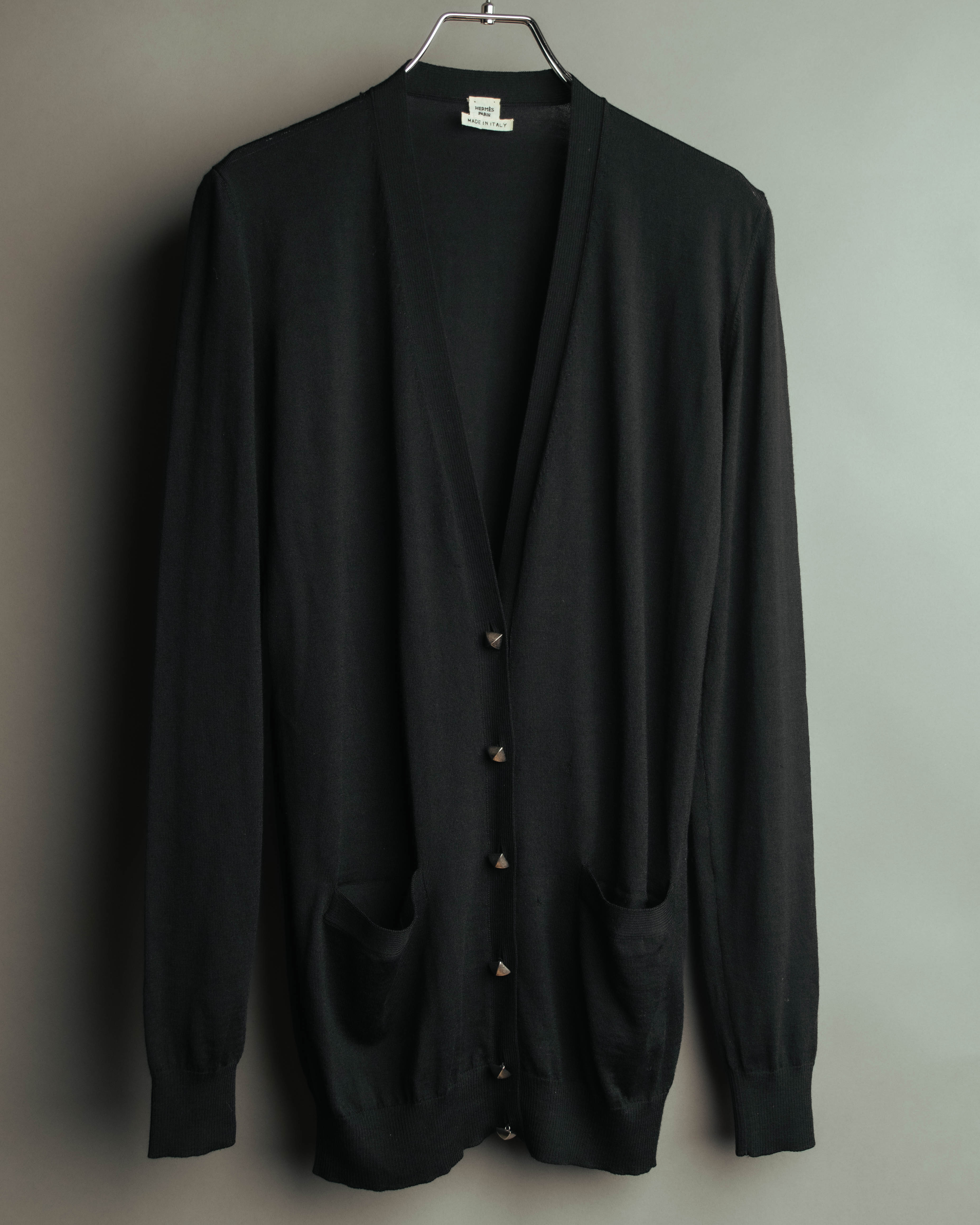 "Hermès" 90's-00's Medor button wool knit cardigan
