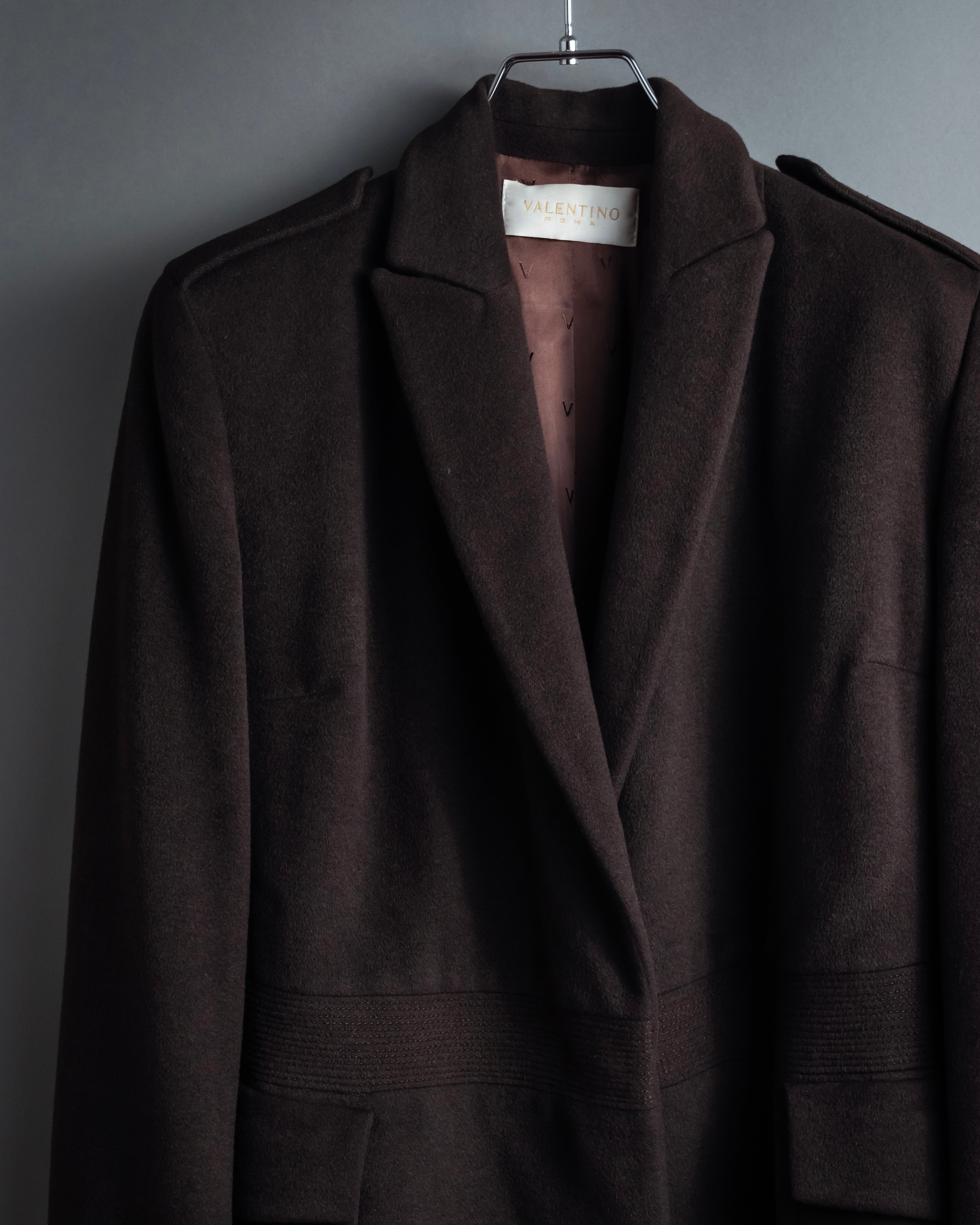 "VALENTINO" Shaped silhouette mocha brown chester coat