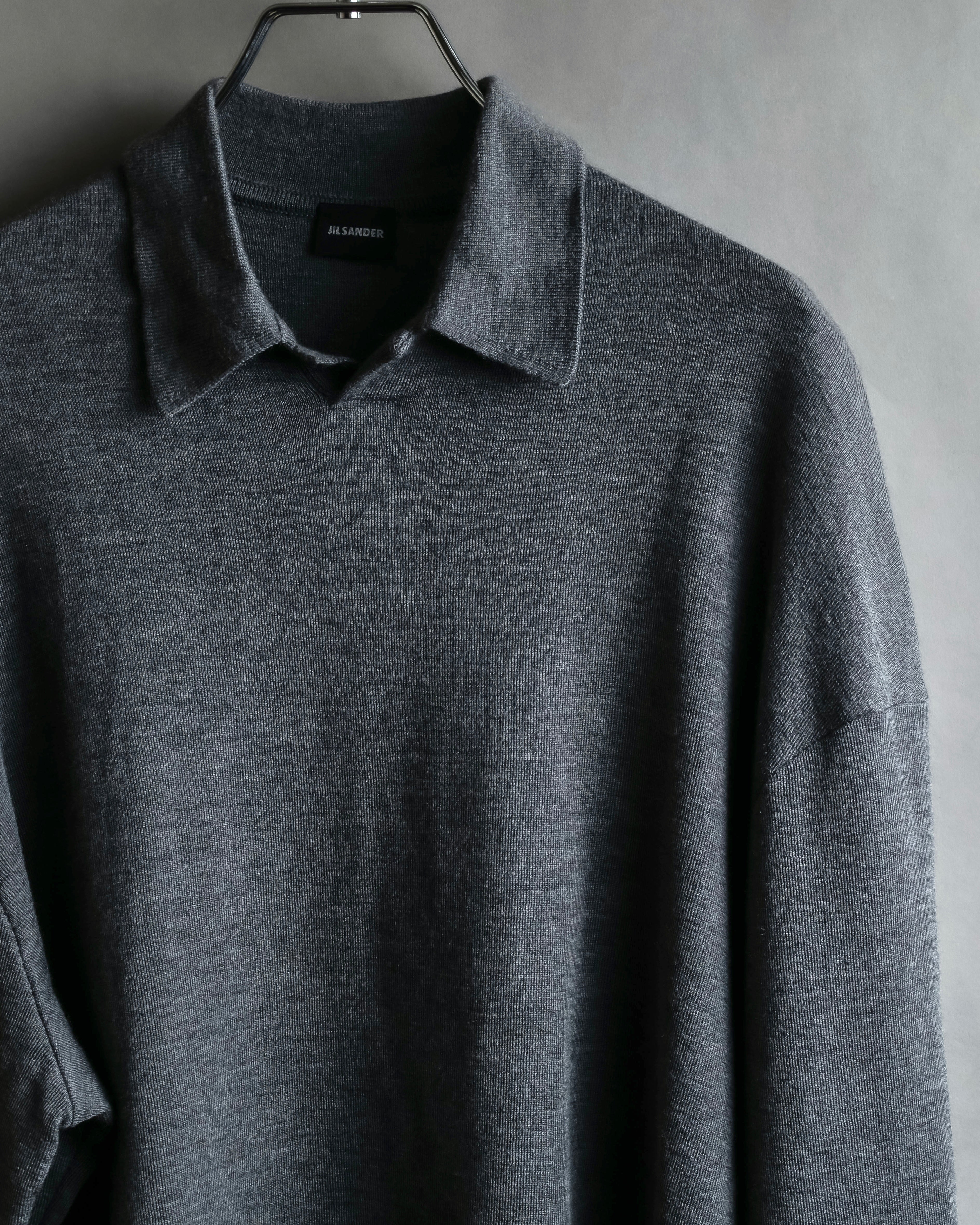 "JIL SANDER" Polo collar design wool knit pullover