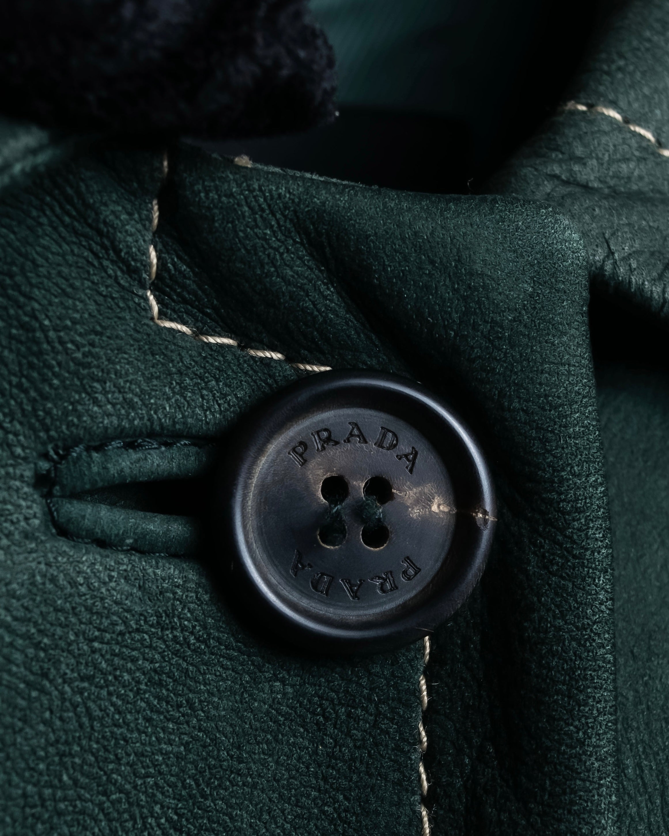 "PRADA" Stitching design suede belted coat