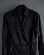 "PRADA" Wrap flap design micro suede jacket