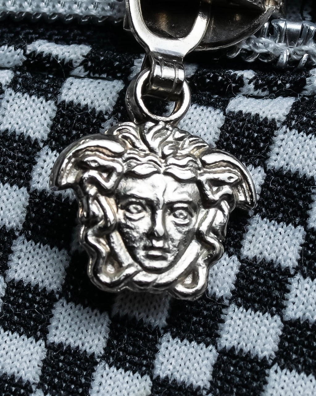 “VERSACE” checkered pattern zip pocket pull over