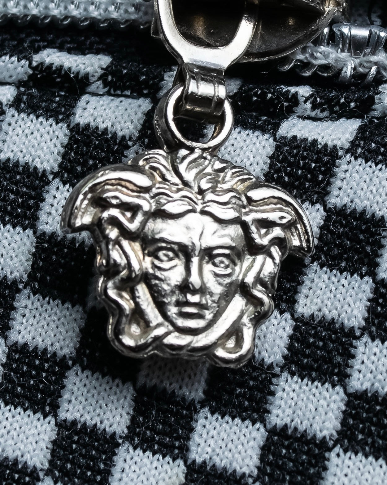 “VERSACE” checkered pattern zip pocket pull over