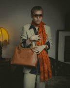 -SPECIAL- “HERMÈS” 2000’s-2010’s orange floral mesh lace stole
