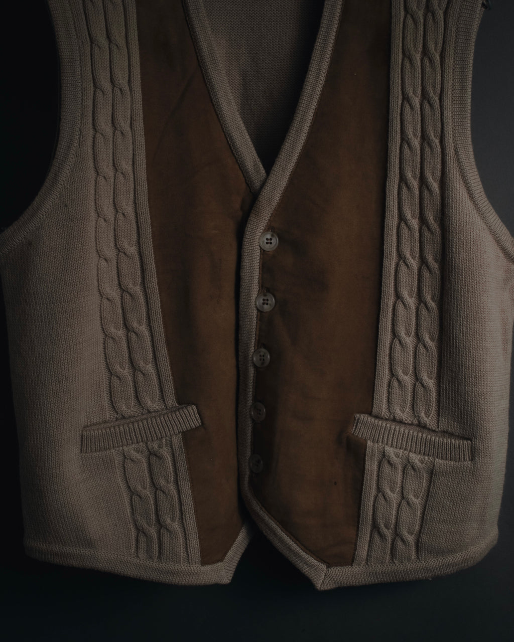 "Christian Dior" 90’s cable knit＆suede panel vest