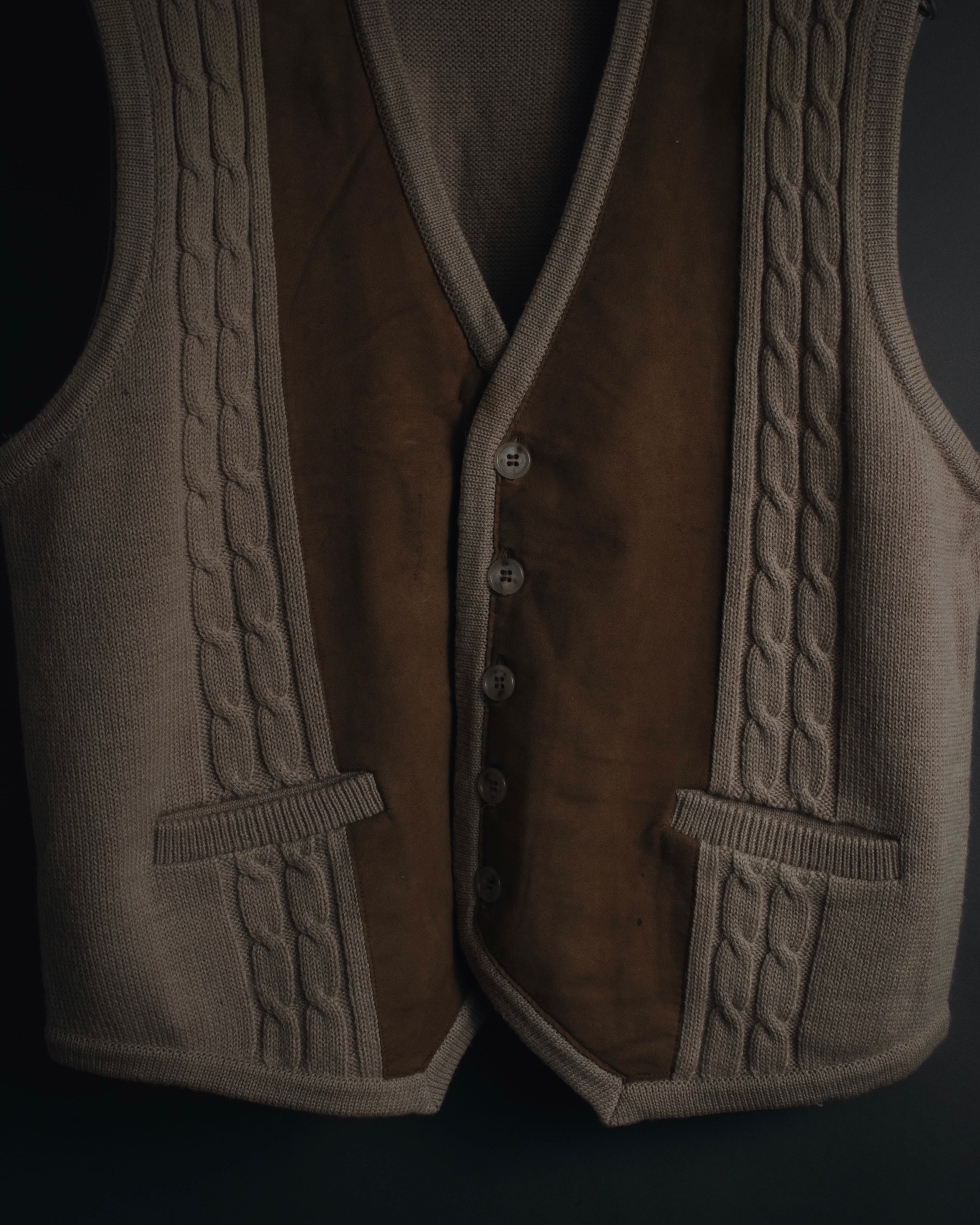 "Christian Dior" 90’s cable knit＆suede panel vest