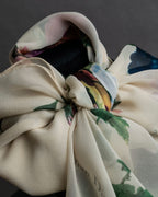 "Christian Dior" Wreath floral design silk scarf