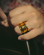 -SPECIAL- "LOEWE" 10's Sculptural gold tone ribbed ring