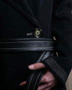 "HELMUT LANG" Fur collar belted long coat