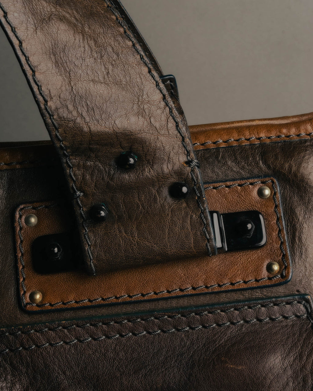 "Chloé" 2000's two-tone leather structured tote bag