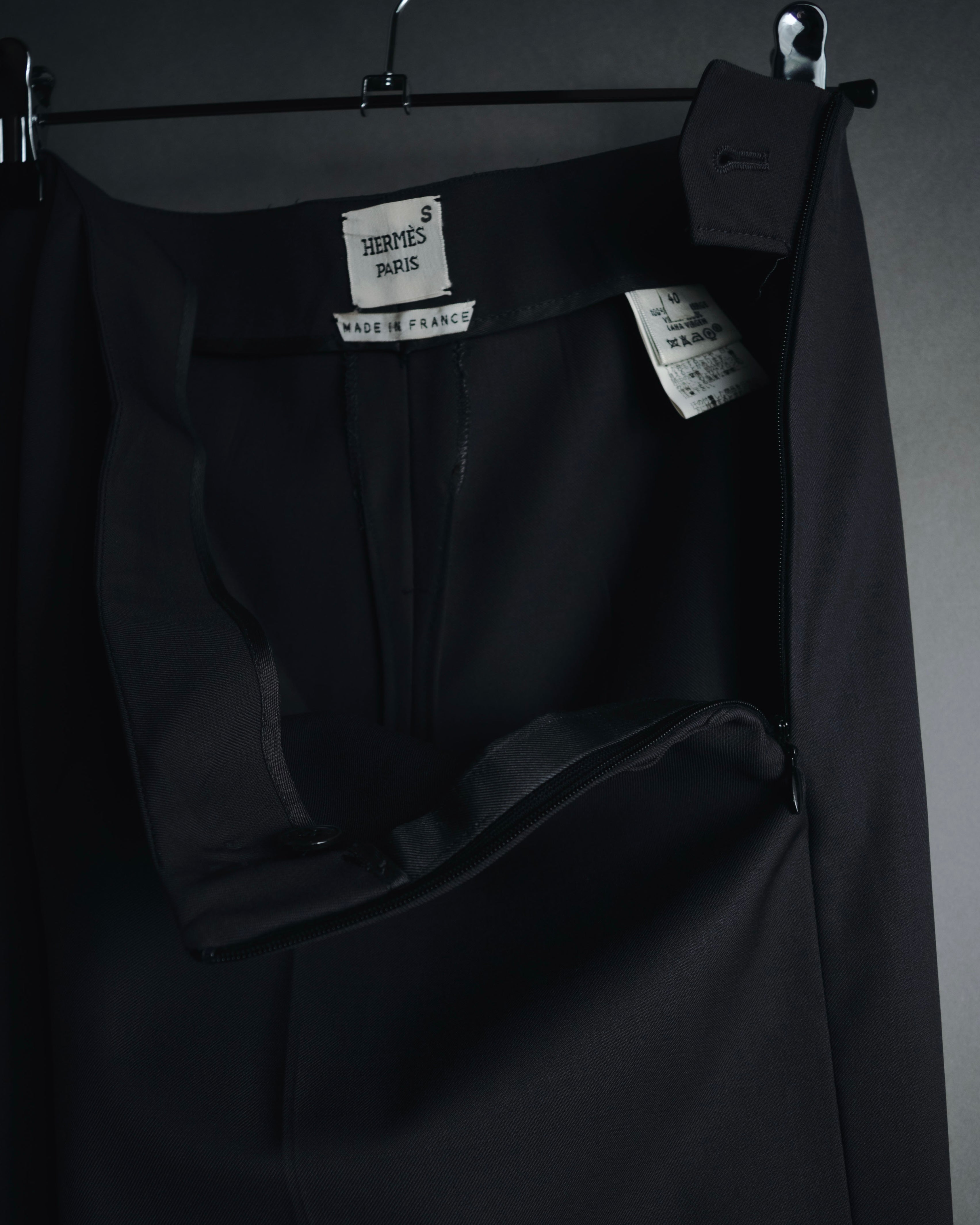 "HERMES" 90’s-00’s Margiela design minimal virgin wool slacks