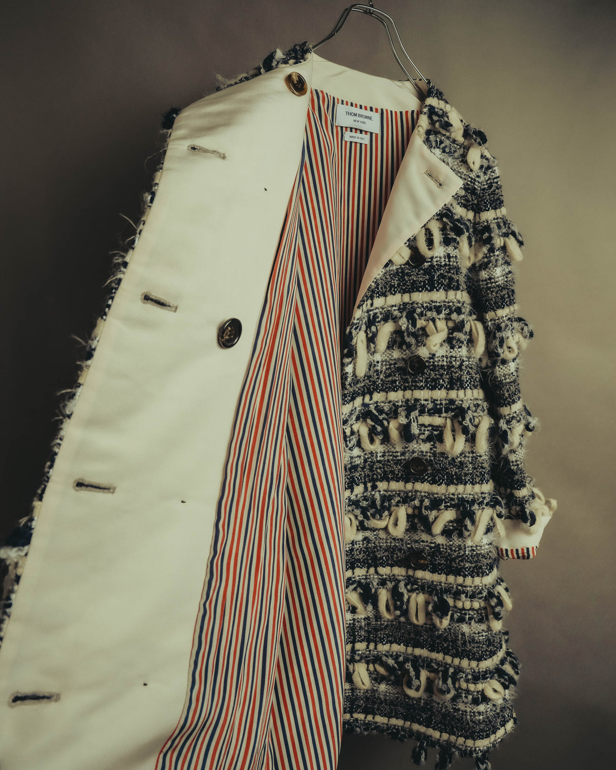 "THOM BROWNE" 2010's-20's Textured double breasted boucle coat