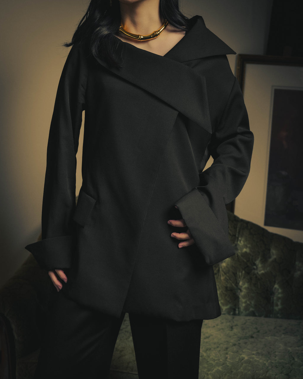 –SPECIAL– "Yohji Yamamoto" 98AW Sculptural asymmetric draped wool jacket