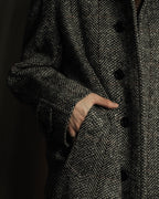 "BURBERRYS" British tweed fly front stand collar coat