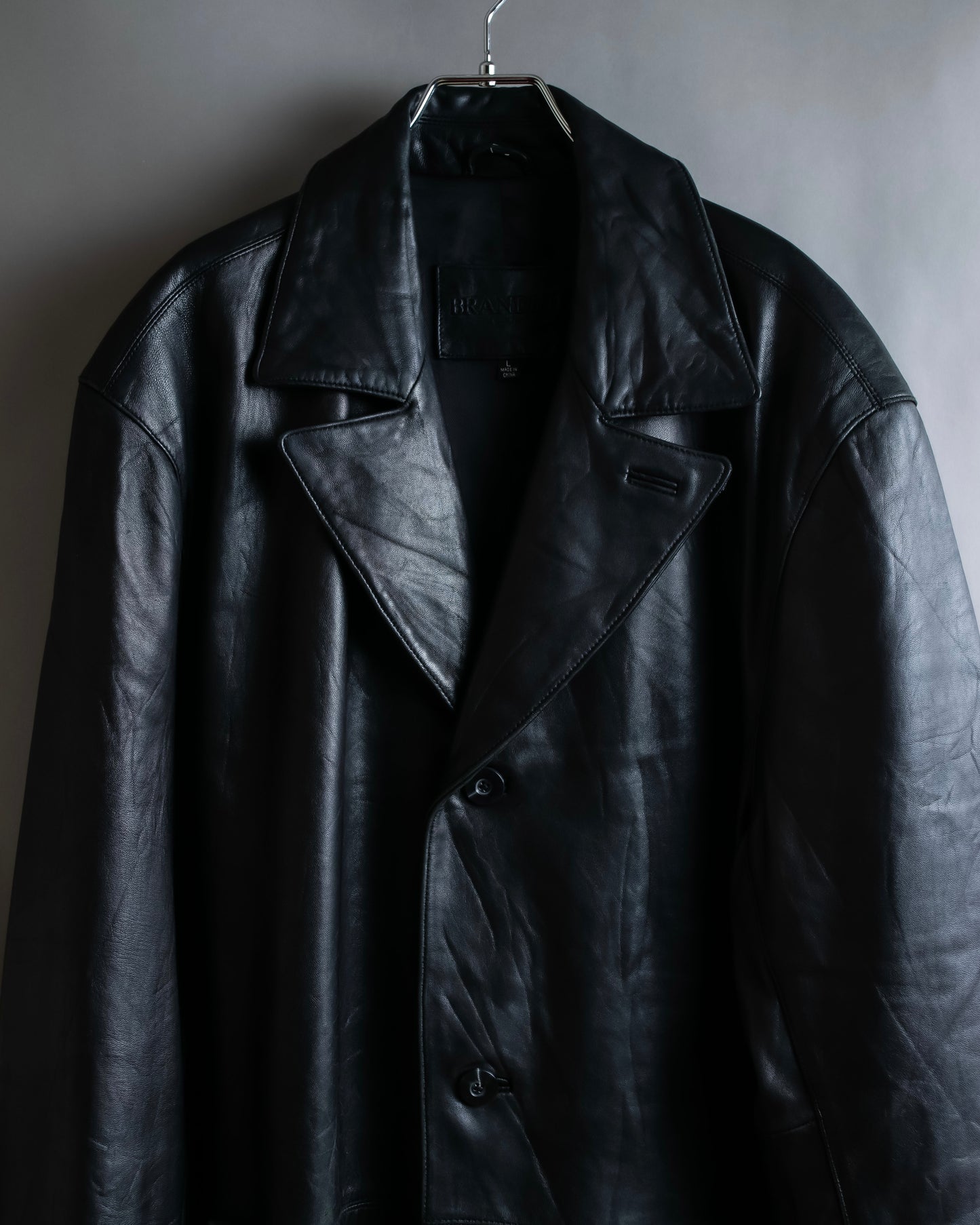 "Vintage lamb leather oversized tailored jacket"