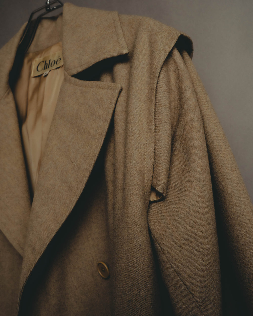 "Chloé" 70's-80's Wide-lapel double-breasted long coat