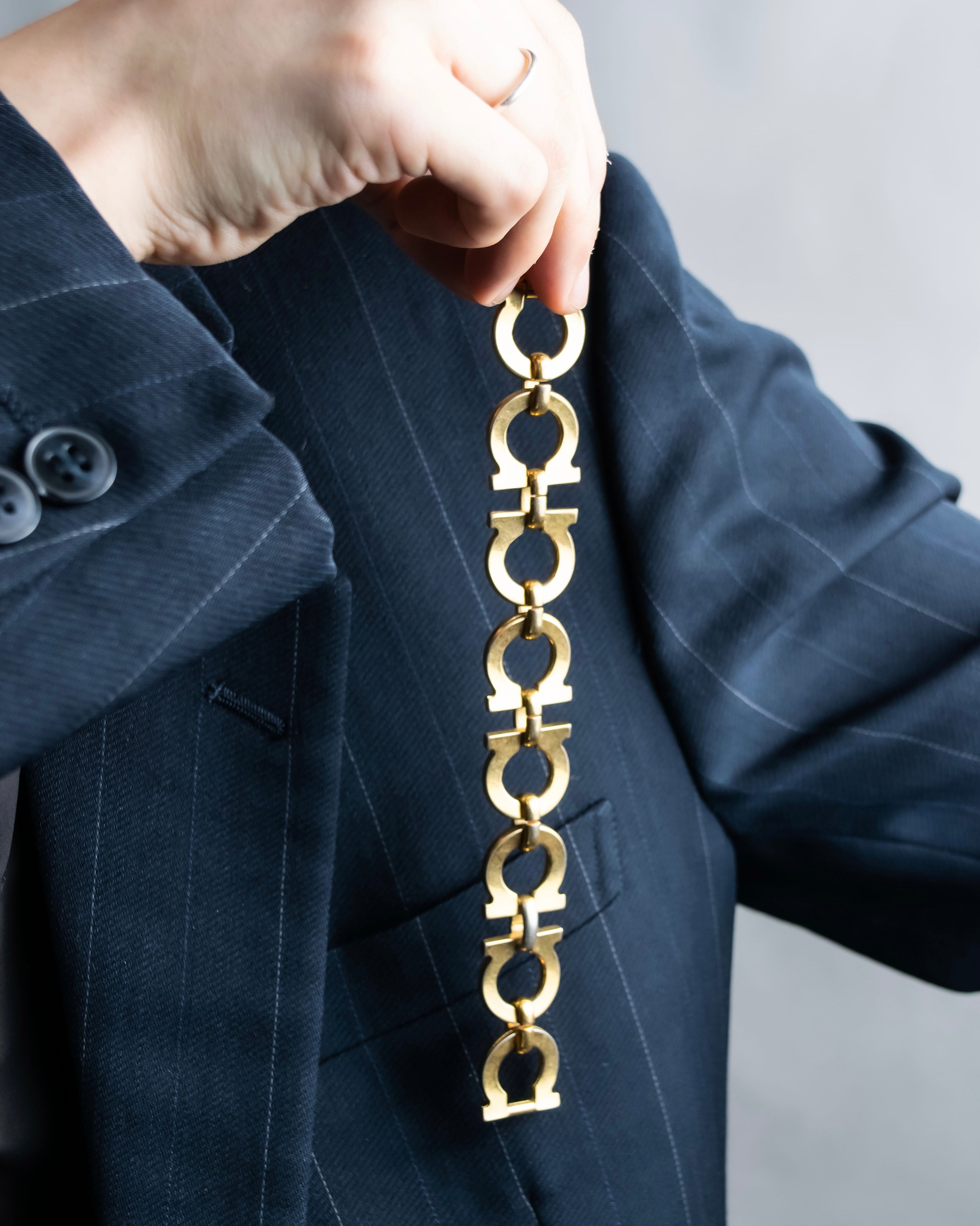 Salvatore Ferragamo Big Gancini gold chain bracelet