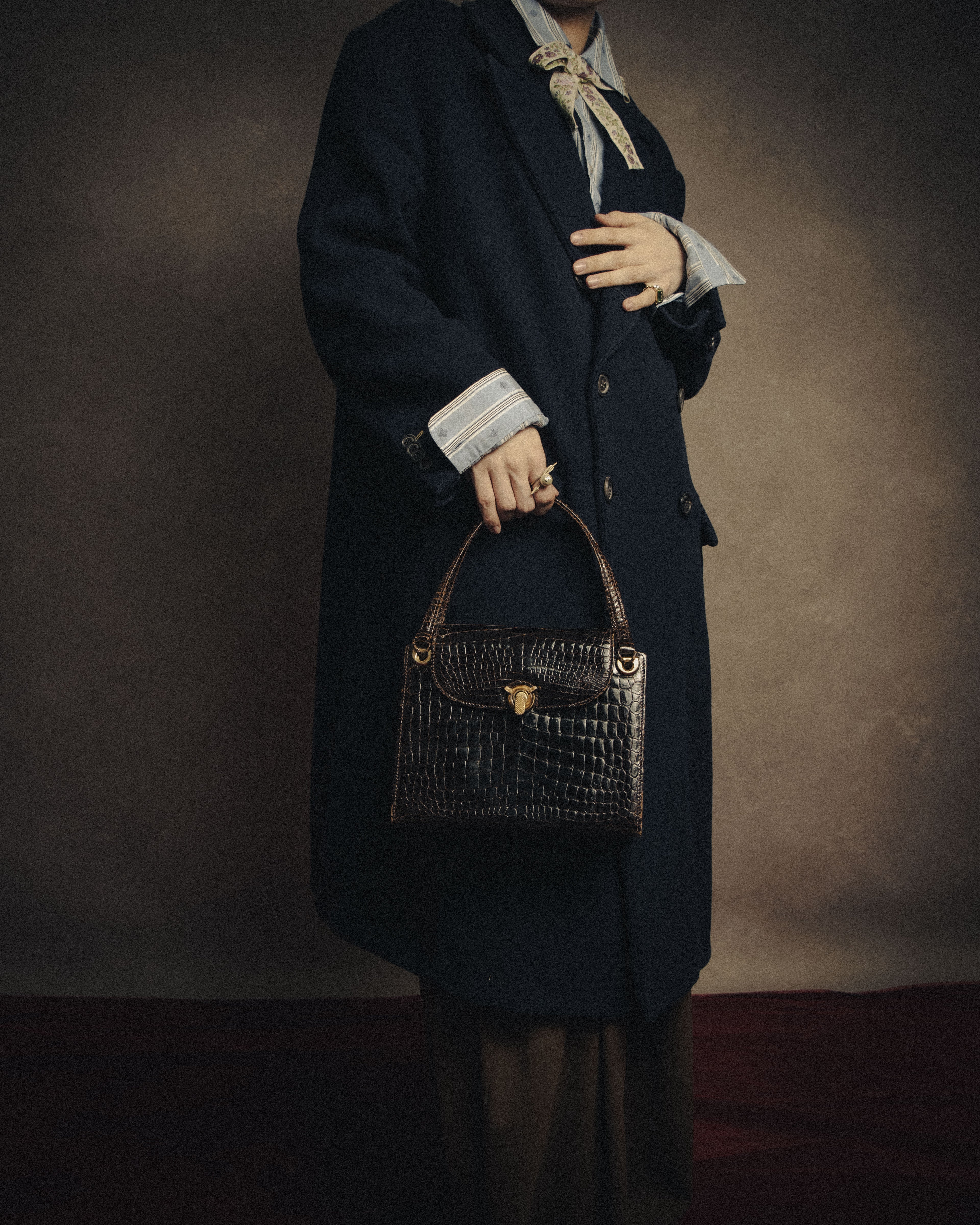 –SPECIAL– “GUCCI” 50’s-60’s Crocodile leather top handle bag