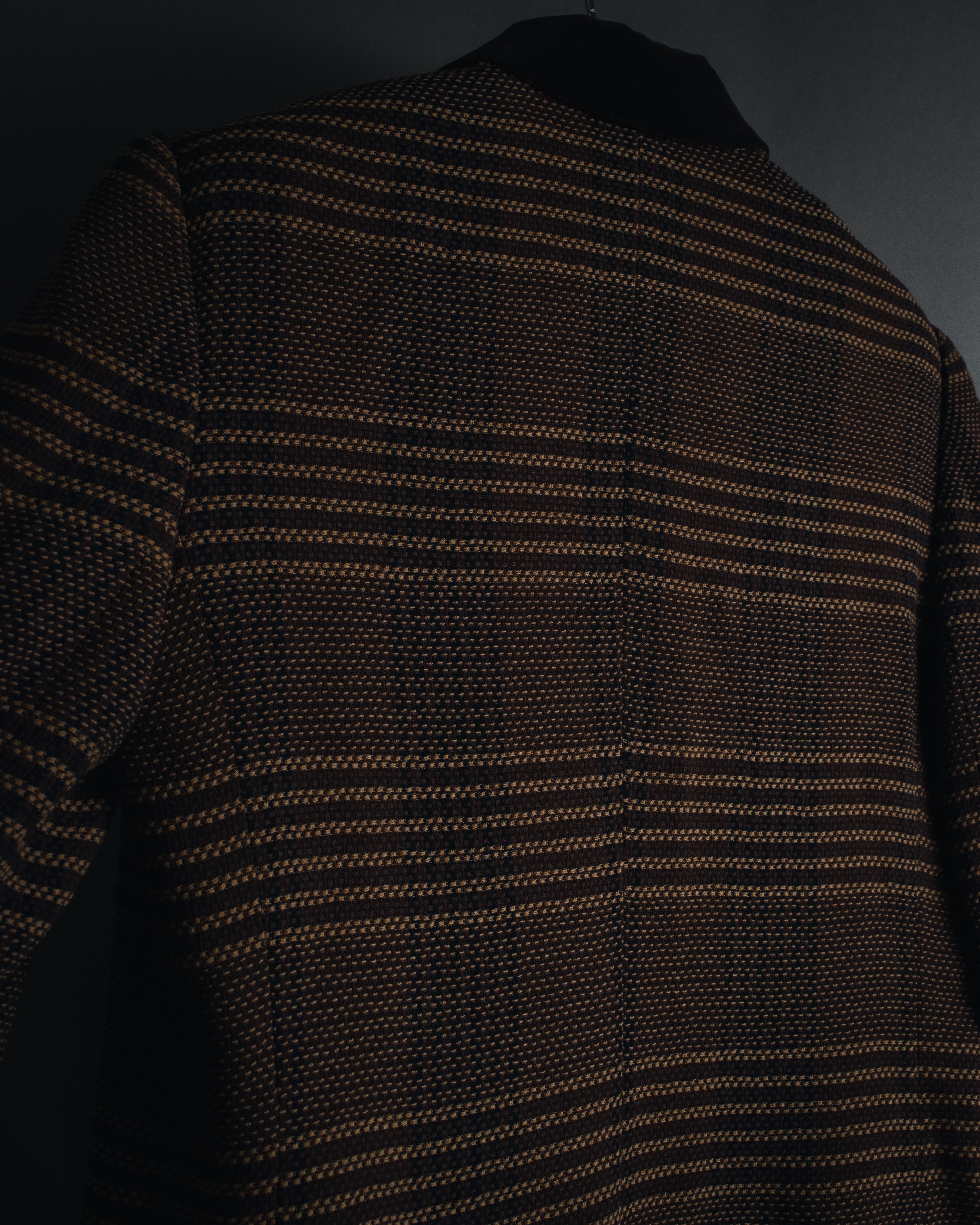 "CELINE" Late 80s–Early 90s velvet-collar woven jacket