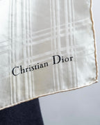 "Christian Dior" Blurred D &amp; check pattern square scarf