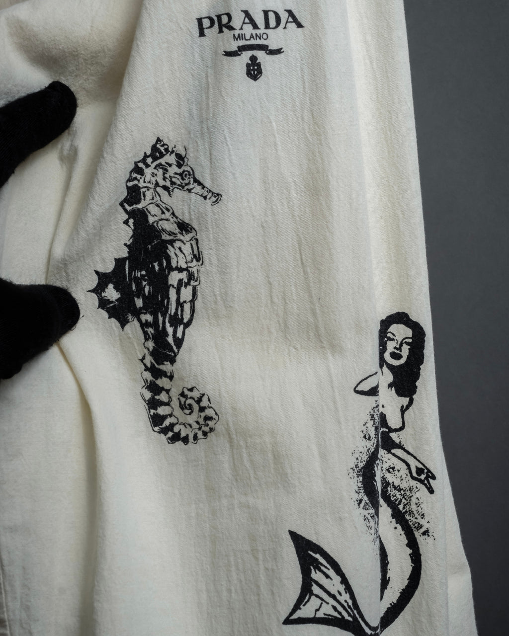 "PRADA" 22SS Sea fable motif print oversized shirt