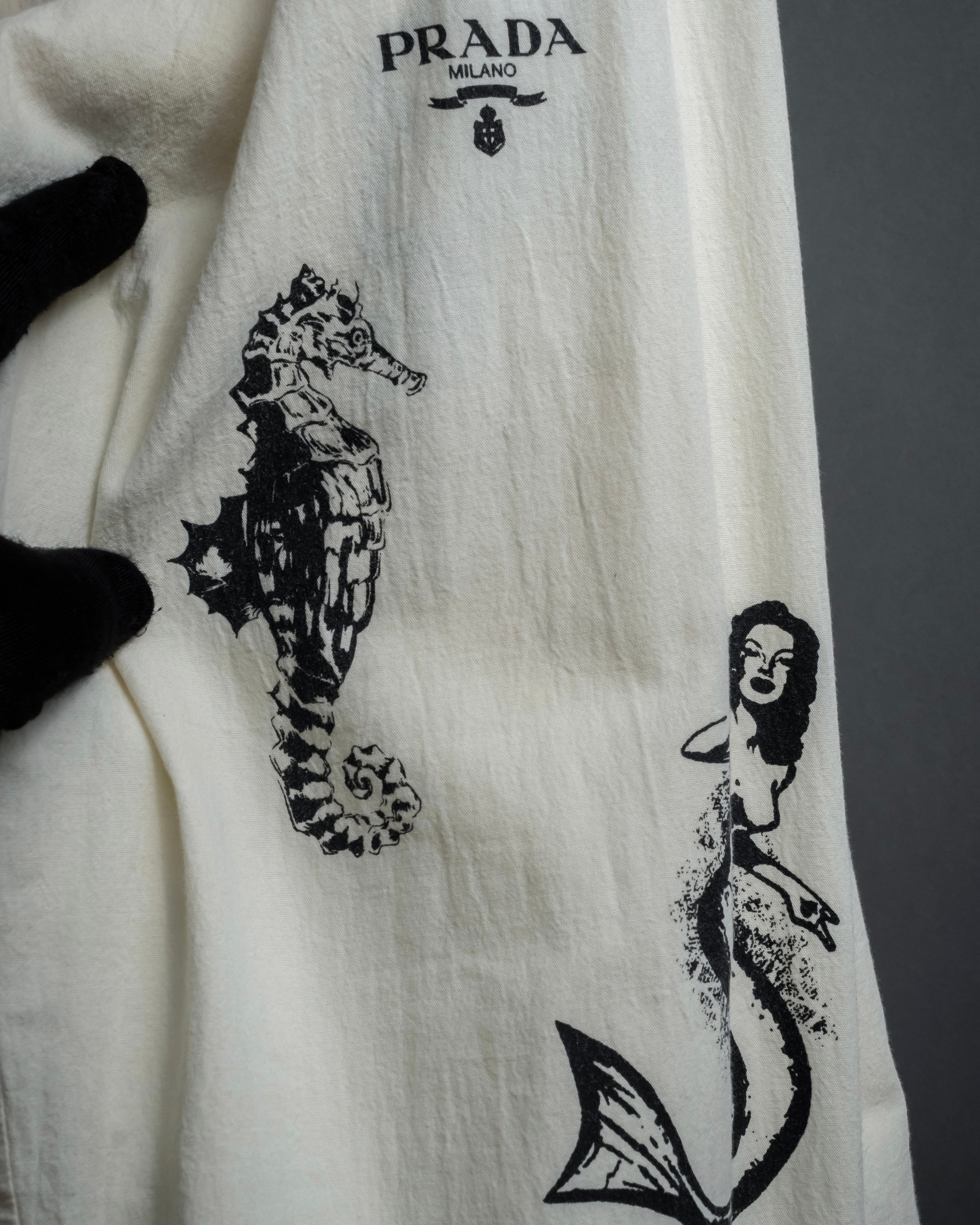 "PRADA" 22SS Sea fable motif print oversized shirt