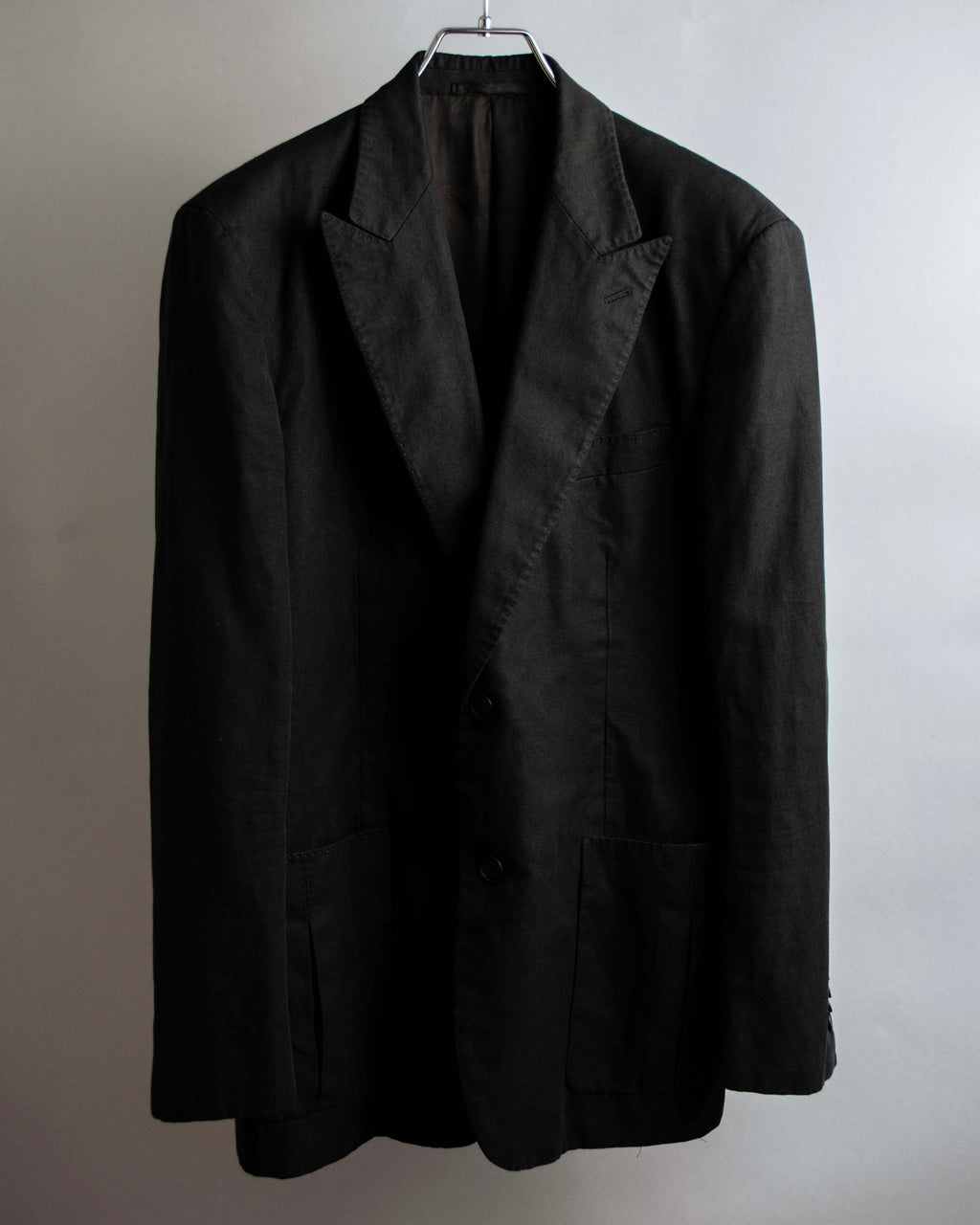 "HERMES" 90's Elegantly relaxed cotton linen tailored jacket