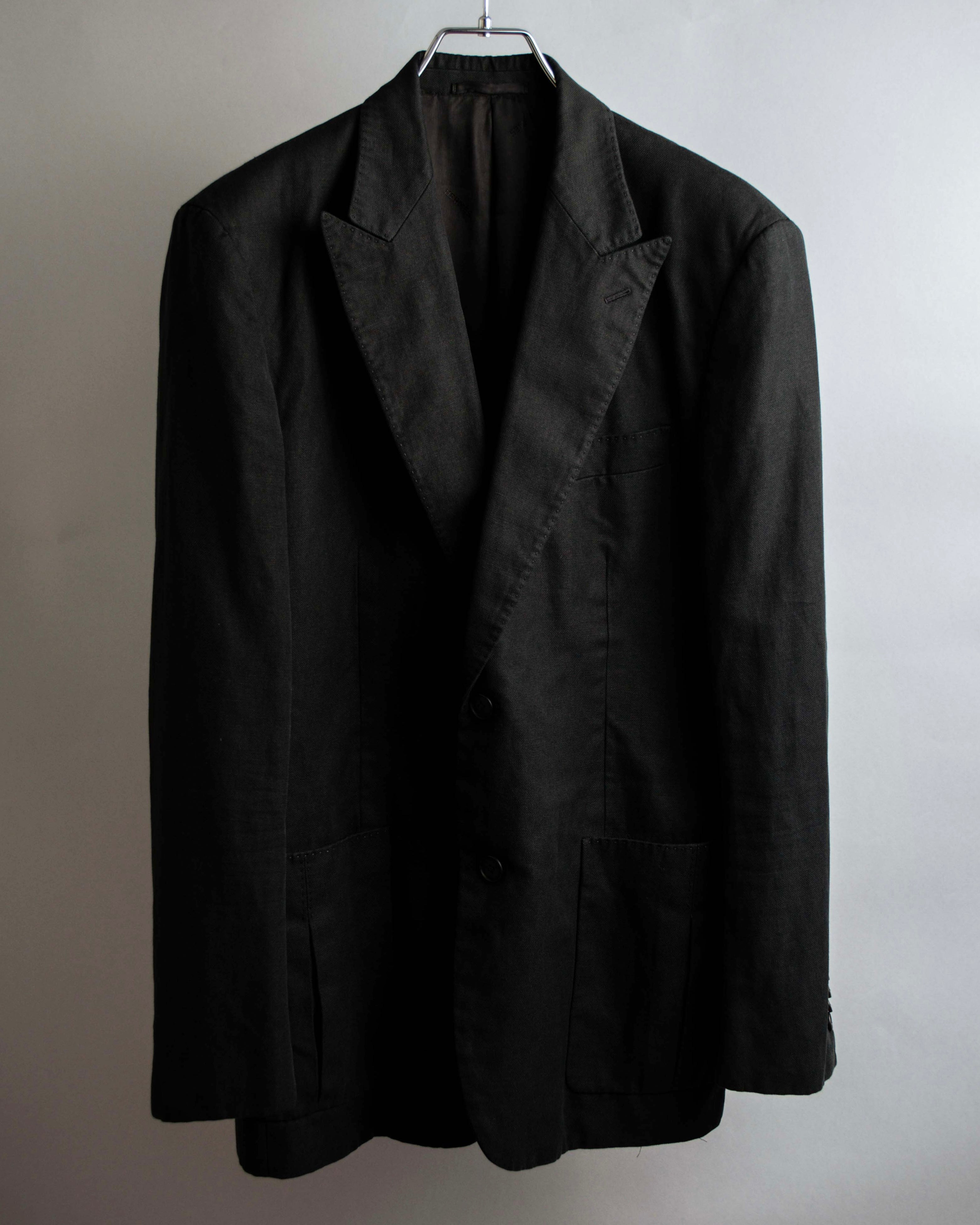 "HERMES" 90's Elegantly relaxed cotton linen tailored jacket