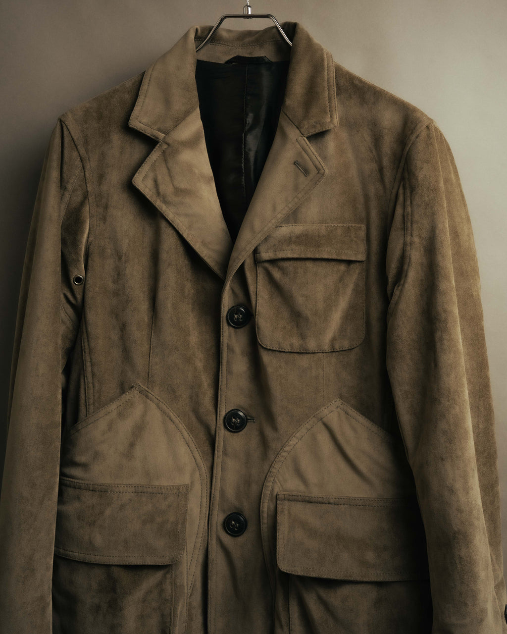 “GIORGIO ARMANI” 90’s-00’s Suede-effect multi-pocket tailored field jacket