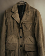 “GIORGIO ARMANI” 90’s-00’s Suede-effect multi-pocket tailored field jacket