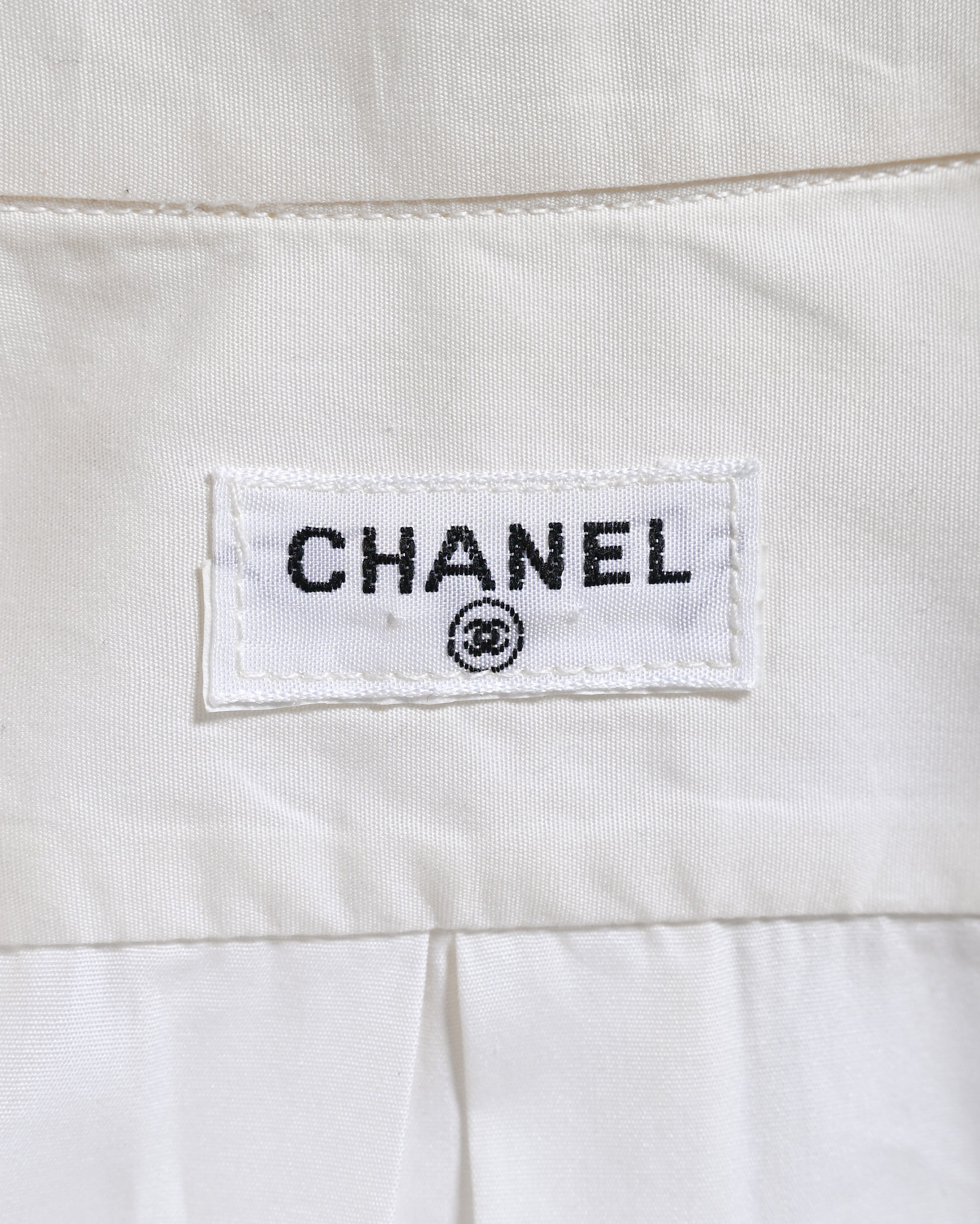 CHANEL/  Front Pleats Designed Fly Front Shirt with Gold CC Button