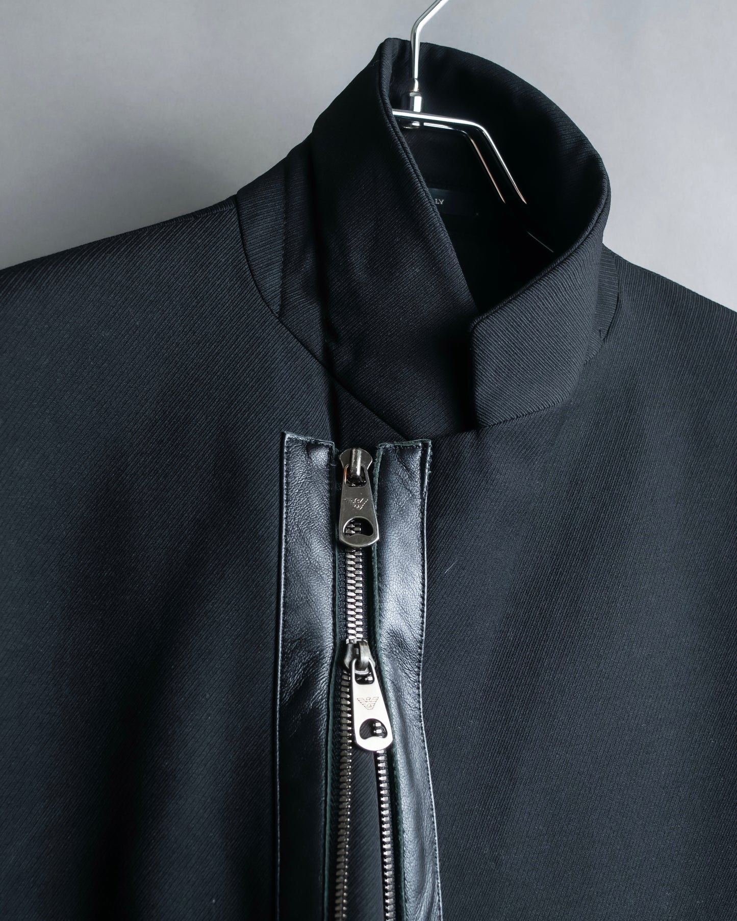 "GIORGIO ARMANI" Riders detail leather switching jacket