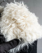 "HELMUT LANG" Fur collar belted long coat