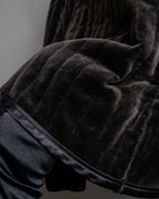 "Vintage stand collar short velour jacket"