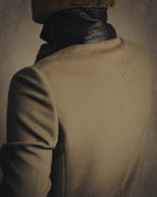 -SPECIAL- "FENDI" 90's-00's Cashmere blend long coat with leather contrast