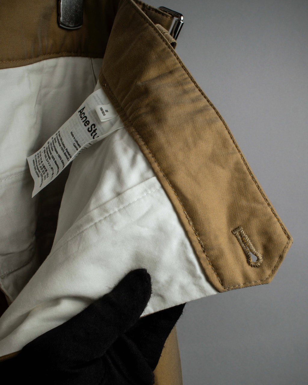 "Acne Studios" Belted design cotton twill high-waisted pants