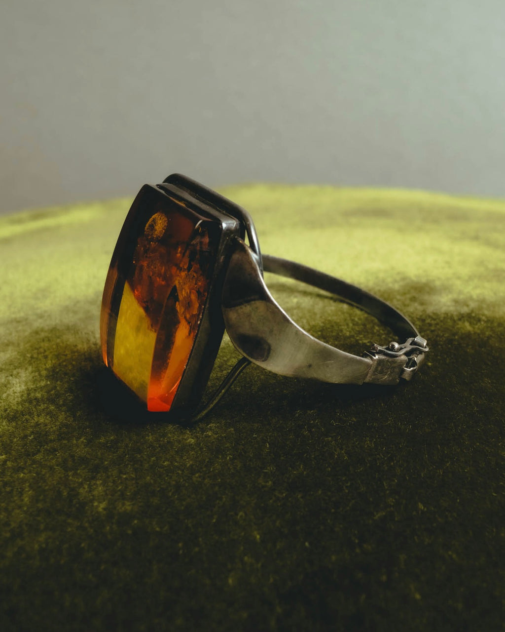 "Vintage" Sculptural amber tone statement bracelet