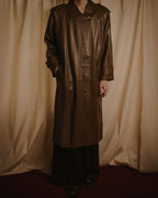 -SPECIAL- "LOEWE" 80’s Military detail stencil leather coat