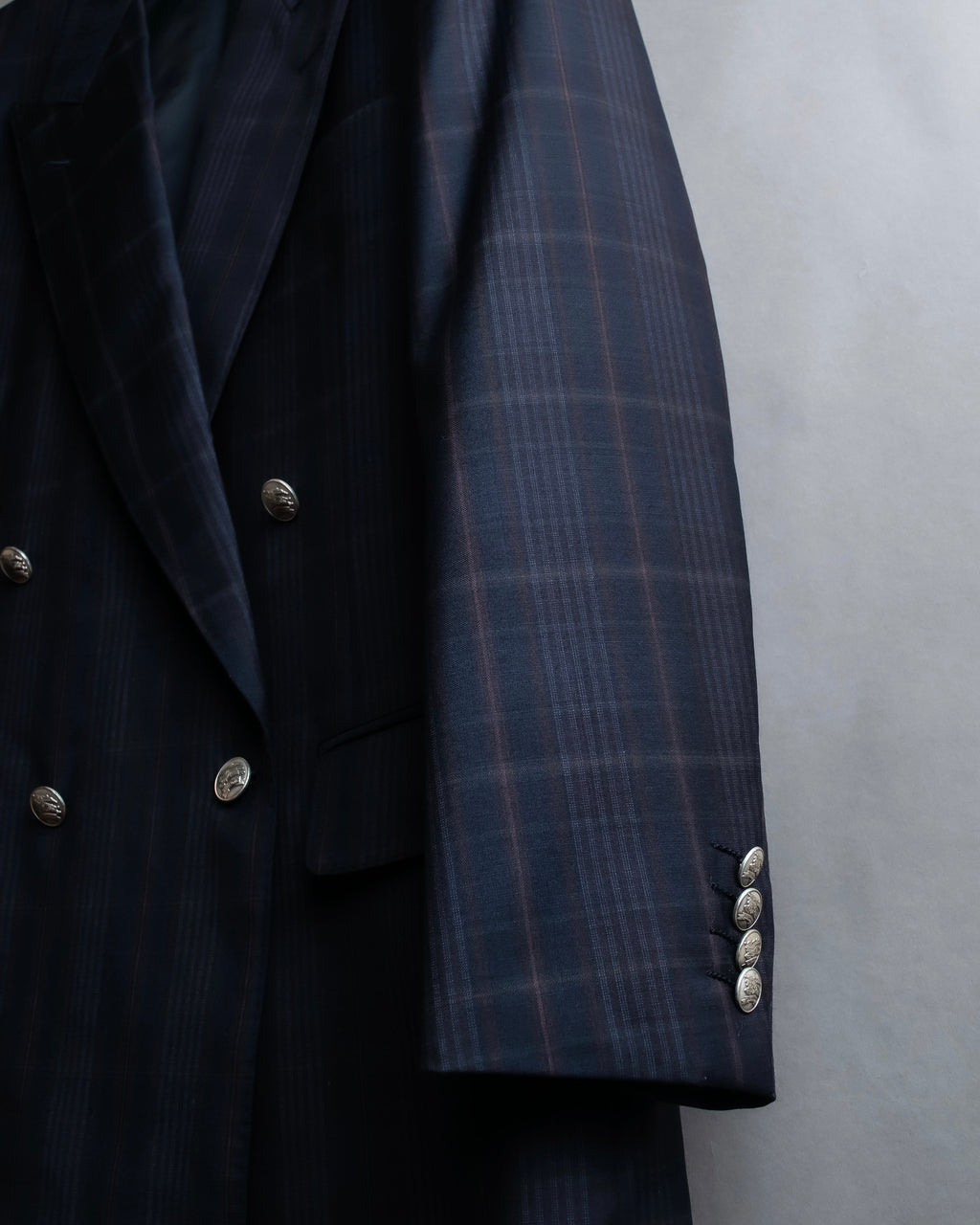 "BURBERRYS" Micro check pattern metal button blazer