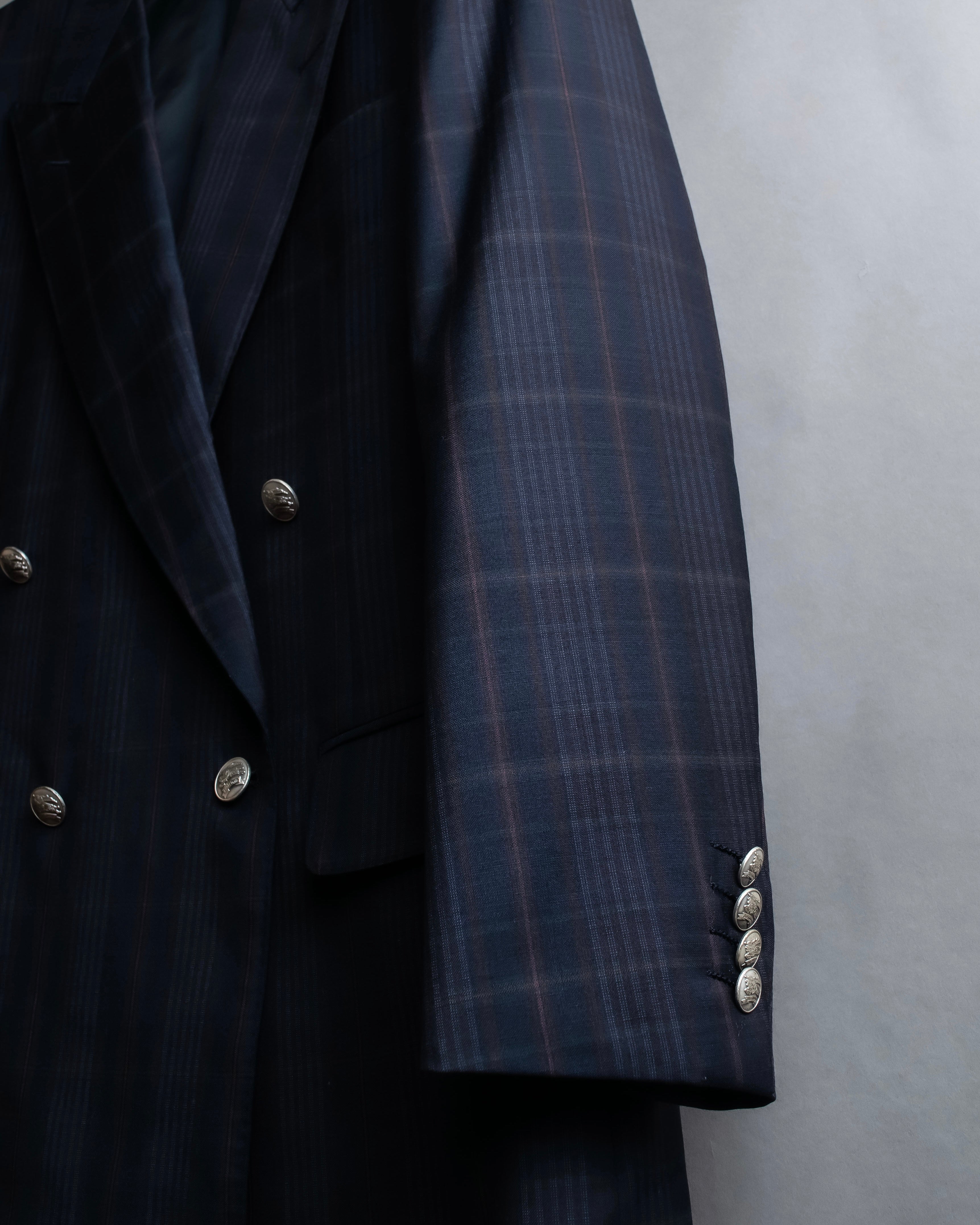 "BURBERRYS" Micro check pattern metal button blazer
