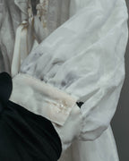 “Yves Saint Laurent” 80’s-90’s Sheer floral ruffle lingerie robe