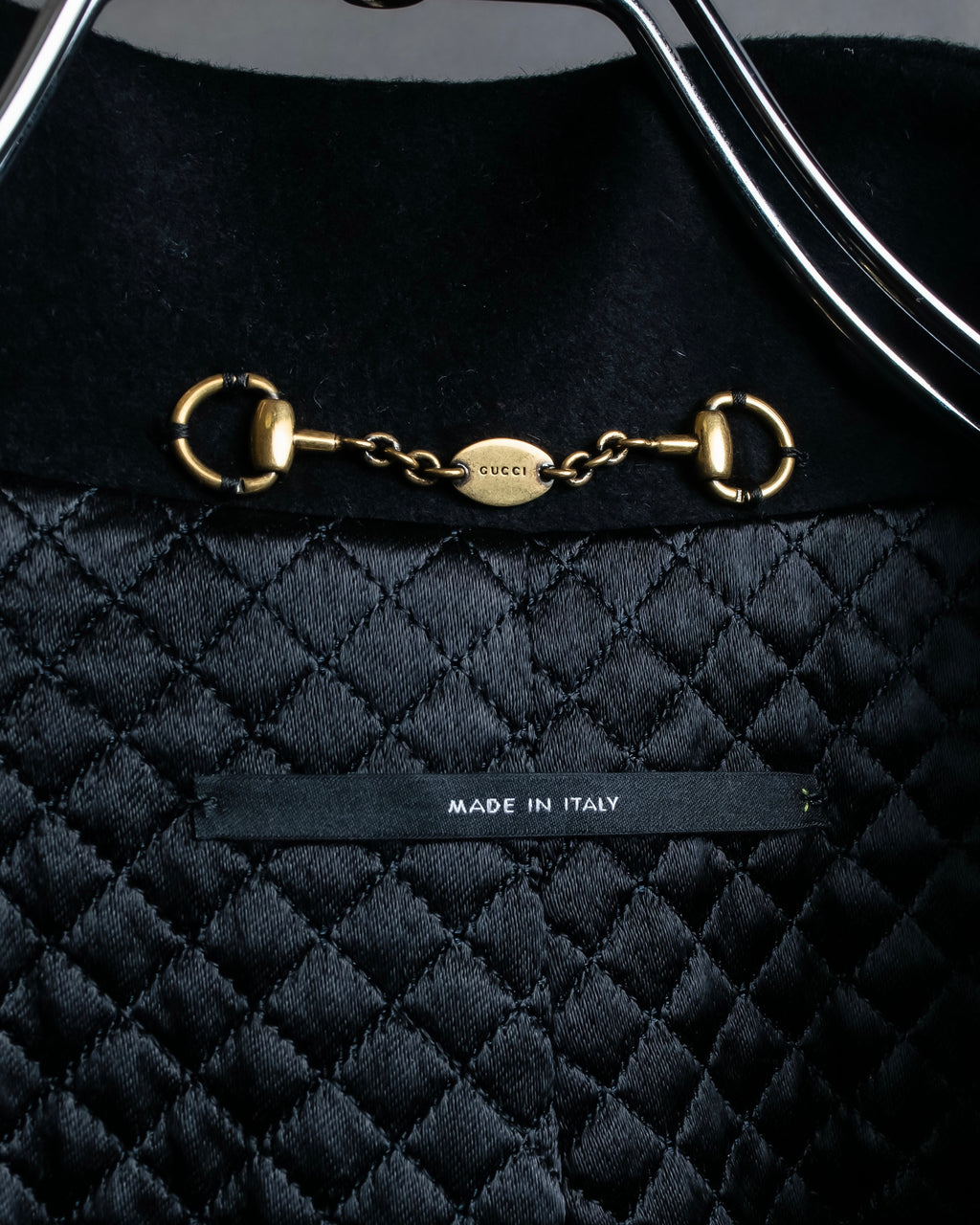 "GUCCI" Asymmetrical front detail high neck coat