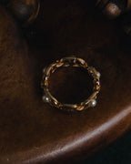 "DIOR" Chain link pearl accents ring