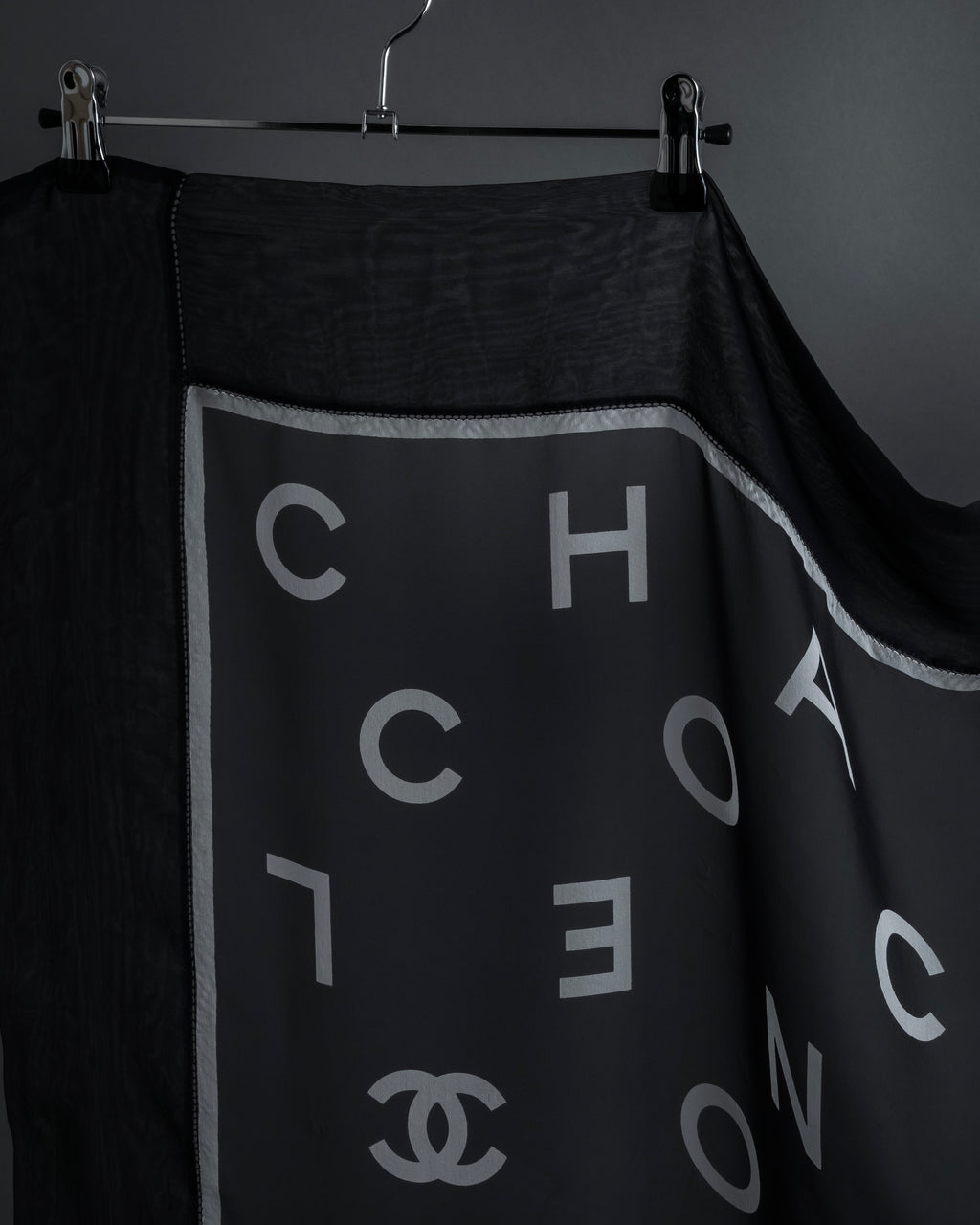 "CHANEL" Typography logo engraved large scarf