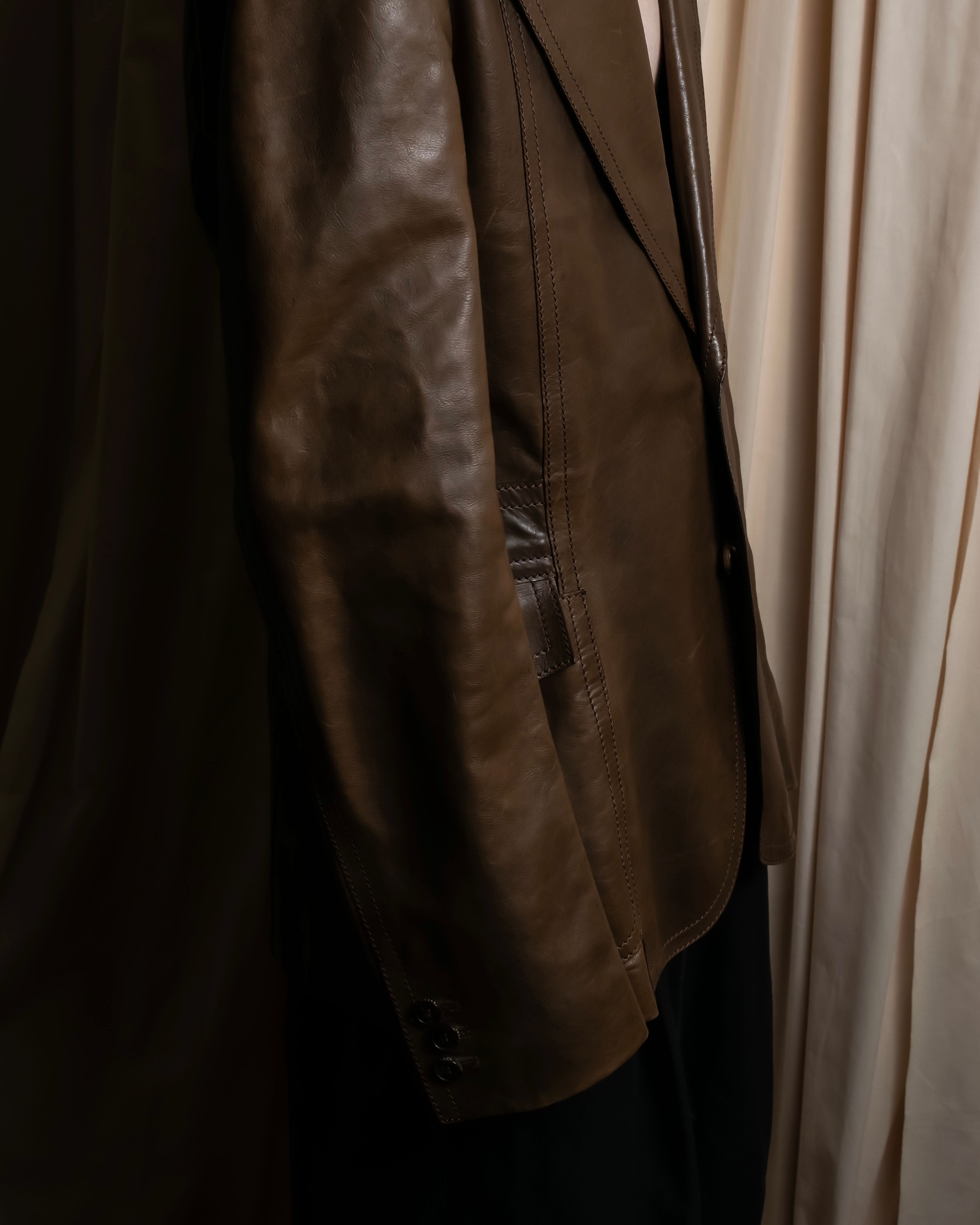 "GUCCI" Oversized calf leather tailored jacket