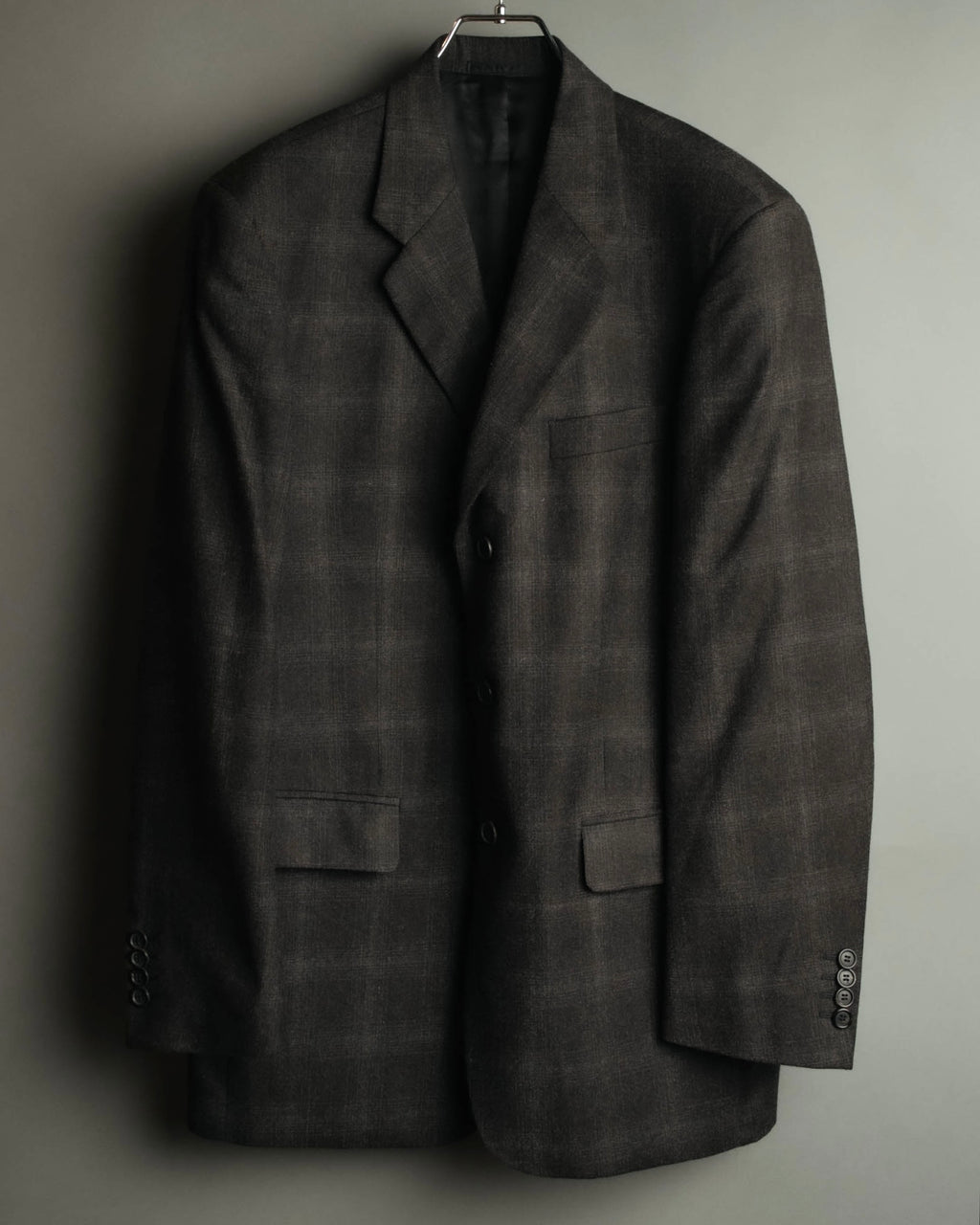 “PRADA” 90’s-00’s Wool cashmere checked tailored jacket