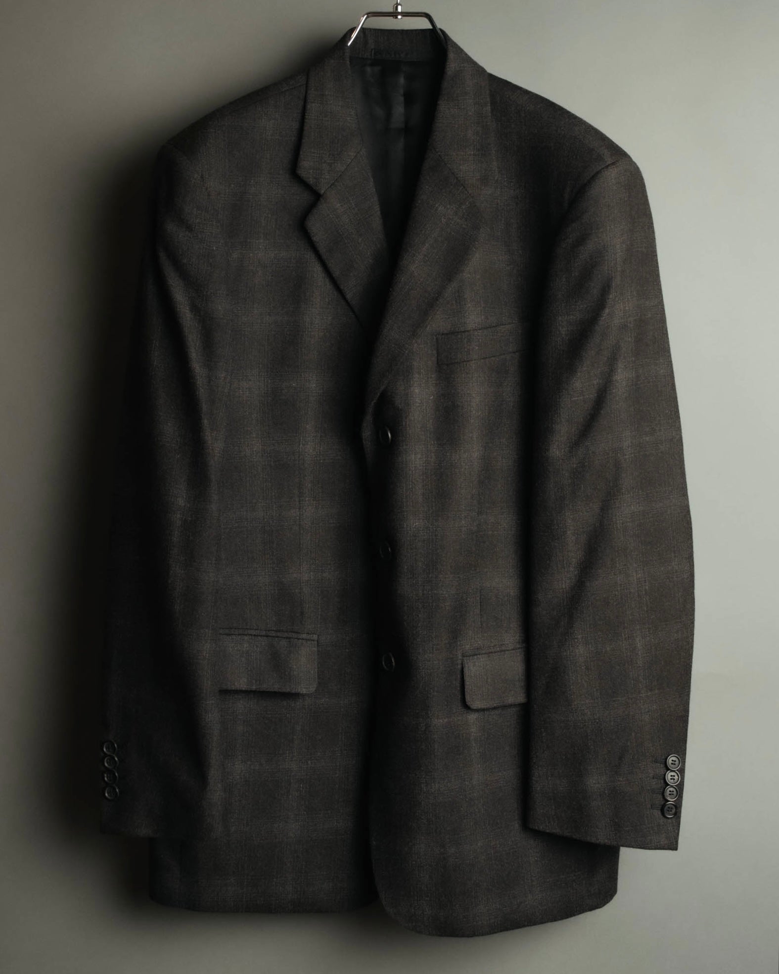 “PRADA” 90’s-00’s Wool cashmere checked tailored jacket