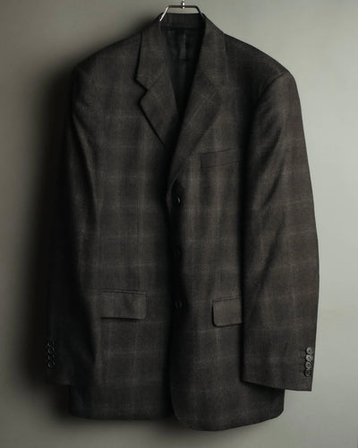 “PRADA” 90’s-00’s Wool cashmere checked tailored jacket