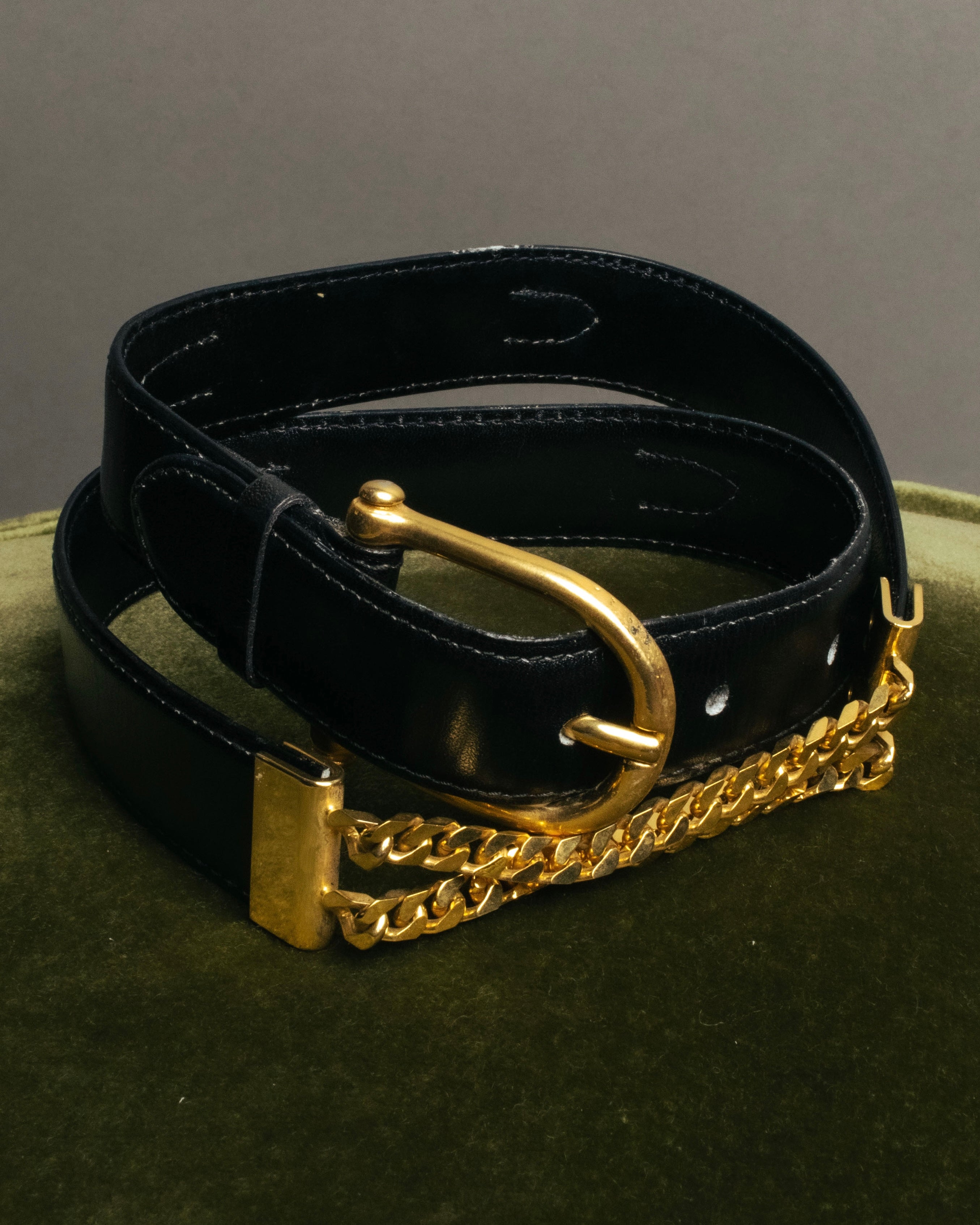 “CÉLINE” 70’s-80’s horsebit chain leather belt